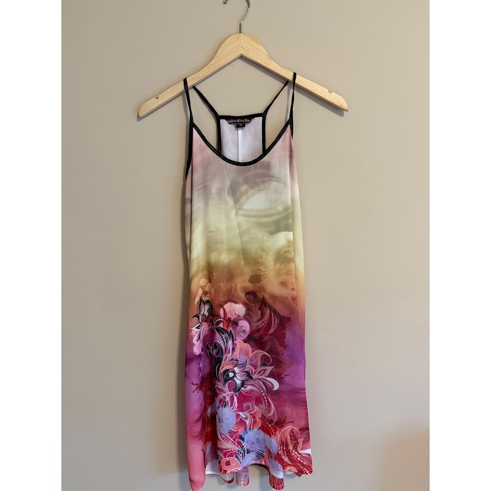 Mushka by Sienna Rose Pink Yellow Ombre Floral Racerback Tank Dress Small